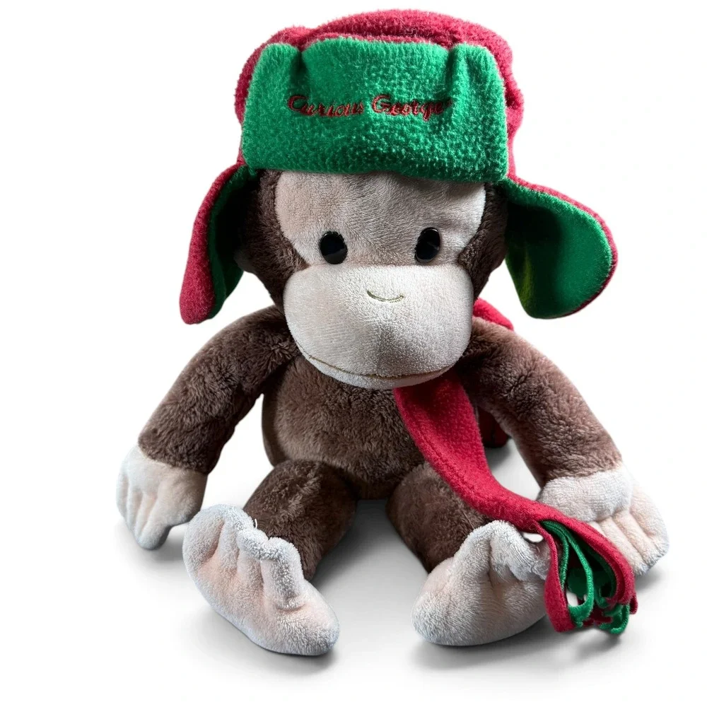 Gund Curious George Plush Monkey Winter Trapper Hat Scarf Stuffed Animal Toy